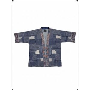 Johnny Was Thora Chambray Kimono Embroidered Open Drape Front Size L Multi-Color